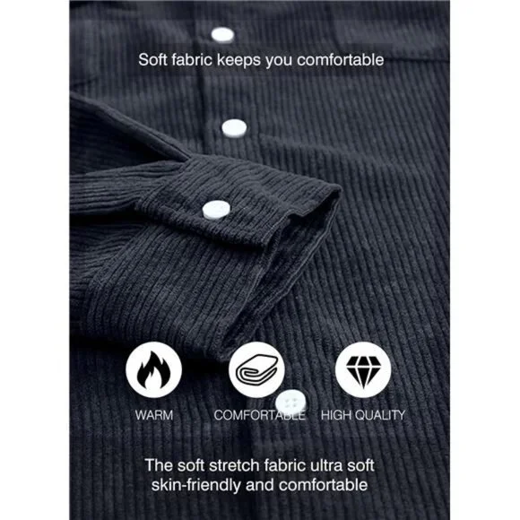 Men's Button Down Shirts with Flap Pockets Black1